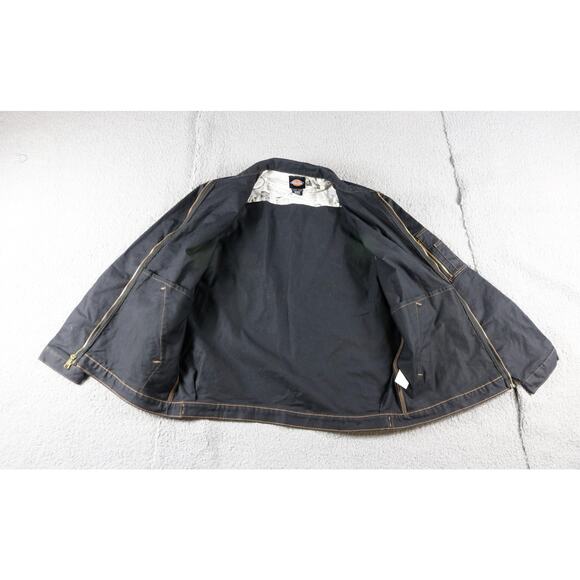 Dickies Mens Work Jacket Black Denim XL Bomber Biker Motorcycle Coat - Picture 2 of 6